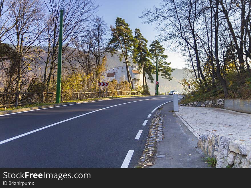 Road through the autumn forest