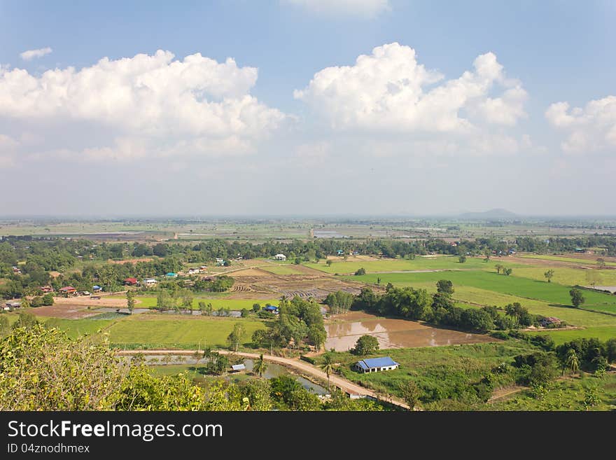 General view of the housing with the typical rice farming in rural Thailand. General view of the housing with the typical rice farming in rural Thailand.