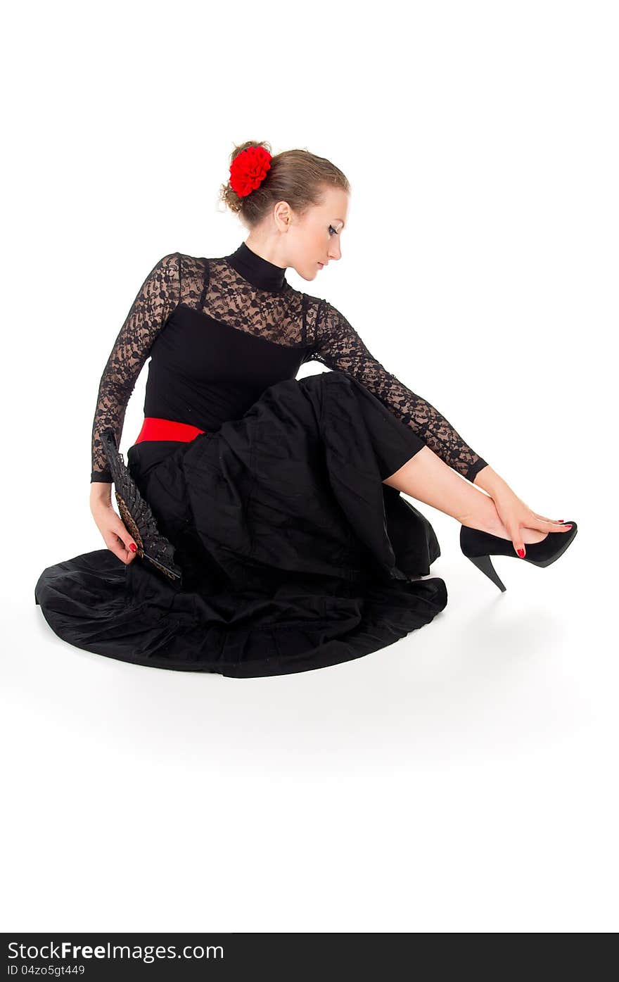 Girl In Dress Sitting Dancer