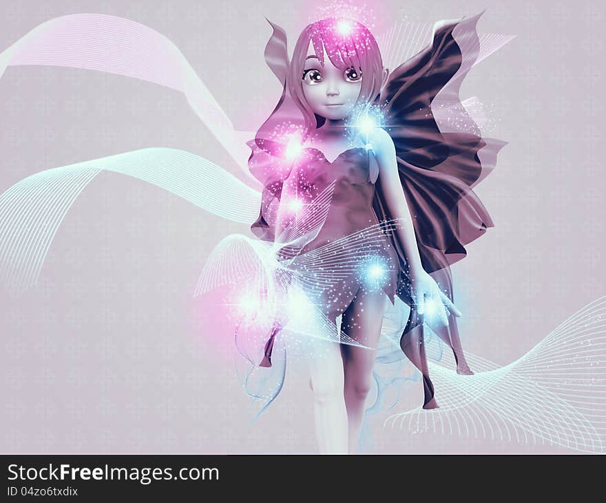 Illustration of abstract fairy girl with colorful lights background. Illustration of abstract fairy girl with colorful lights background.