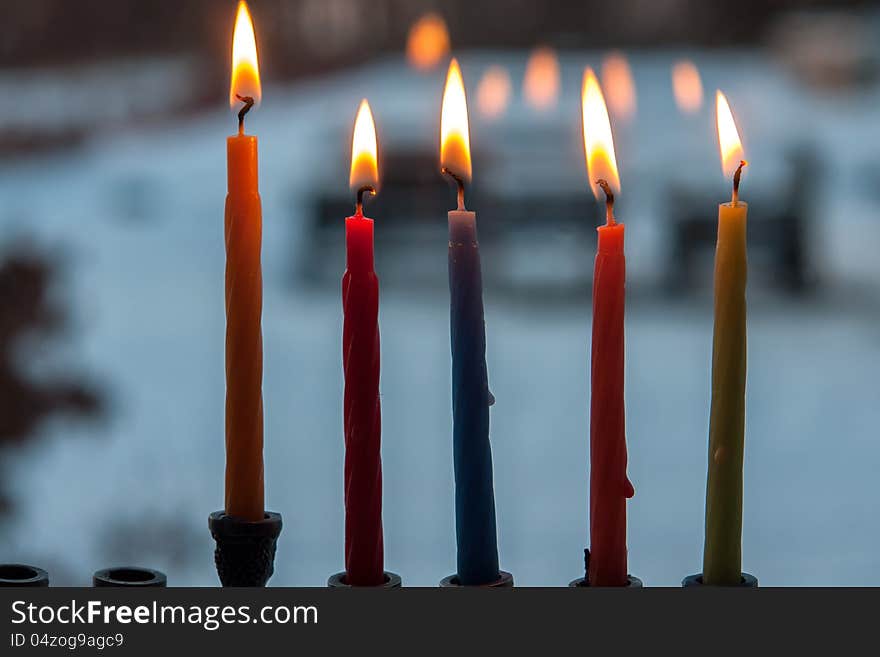 Hanukkah menorah chanukkiah with candles