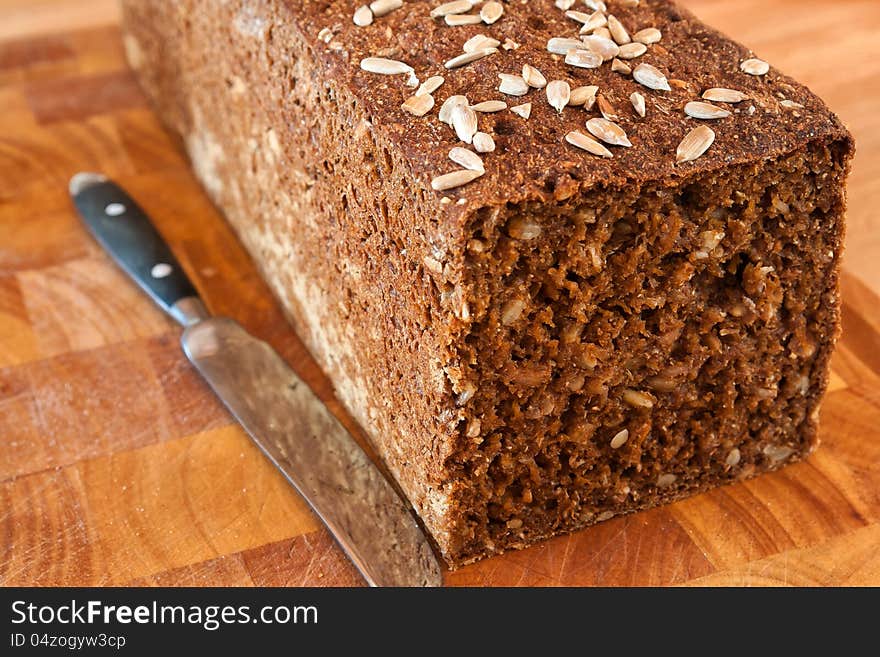 Black bread with sunflower seeds