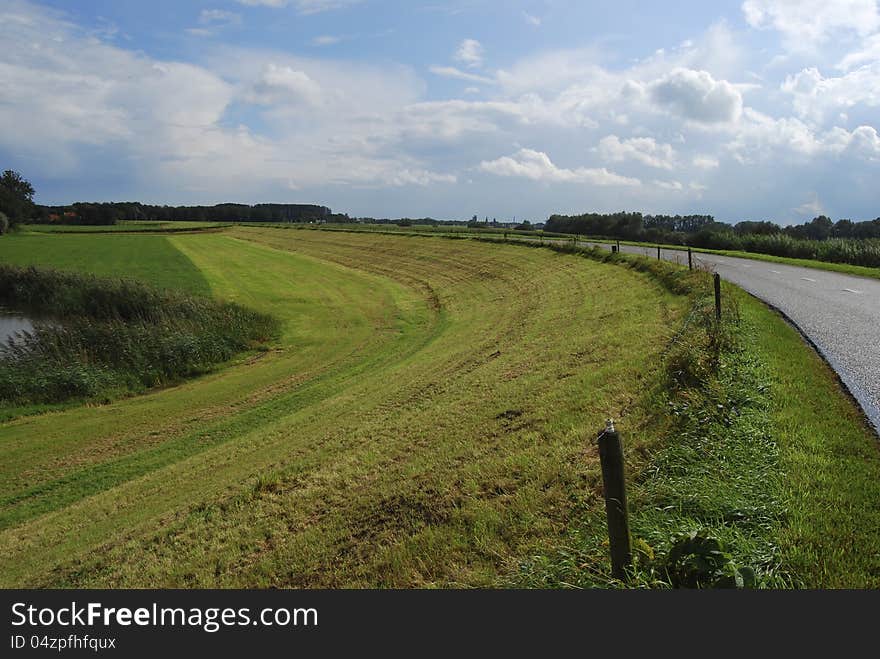 Dike Near The River IJssel In The Netherlands