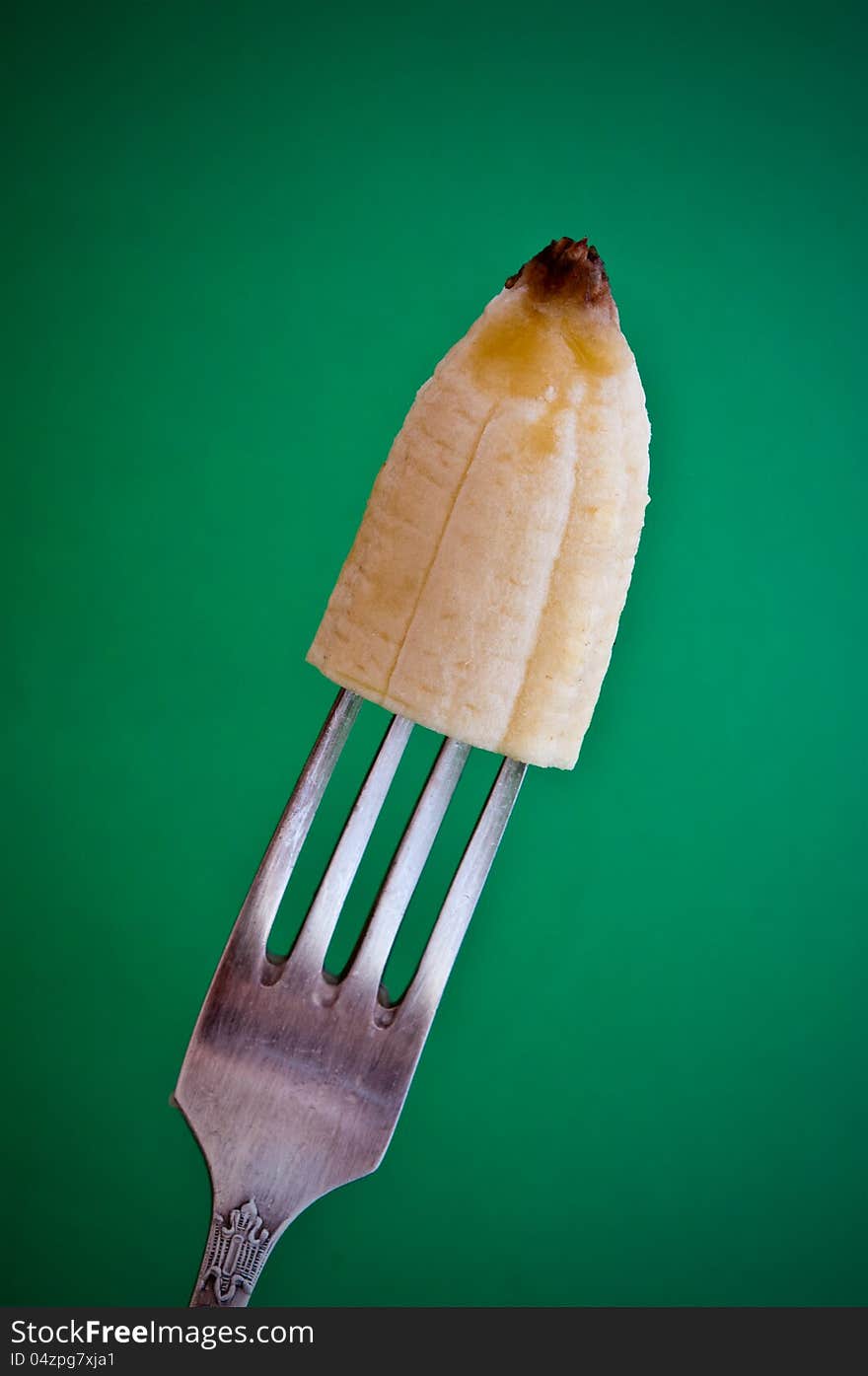 Banana on a fork