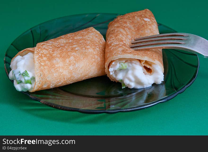 Pancakes With Cottage Cheese And Green Onions