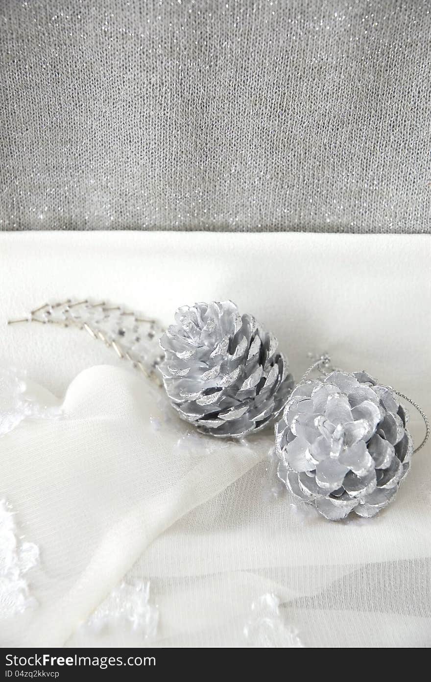 Pine cones on silver