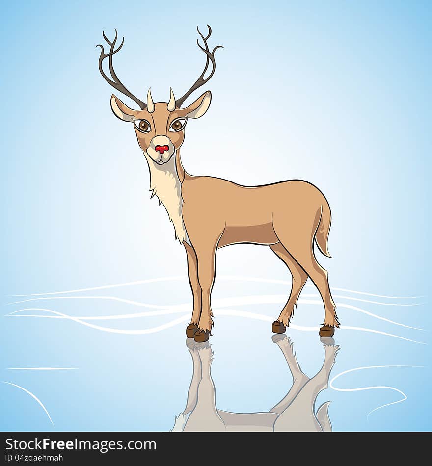 Christmas card with stylized deer