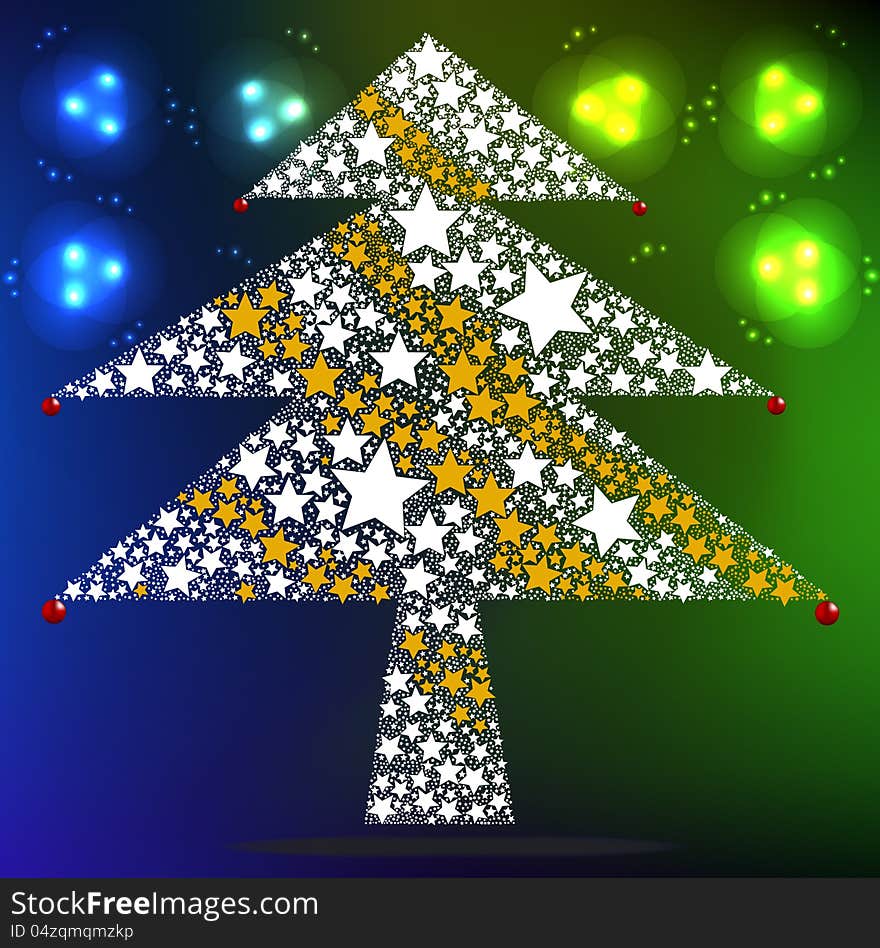 Stars gather as Christmas tree, Vector Christmas Background