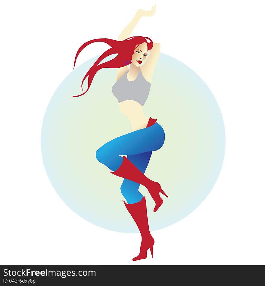 Dancing girl in red boots