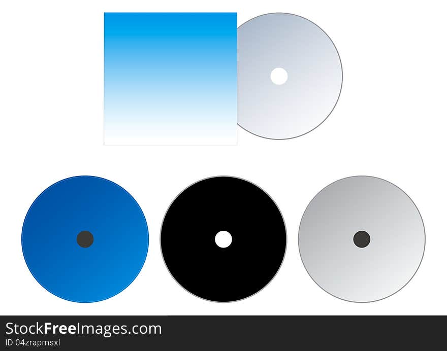 A set of cd and cover in different colors.