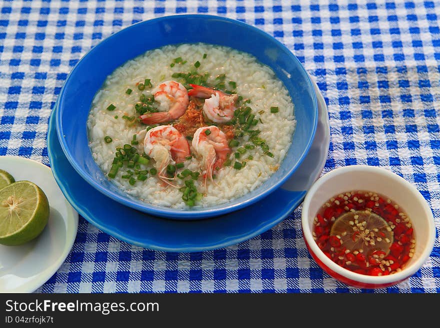 Traditional chinese porridge rice gruel in bowl