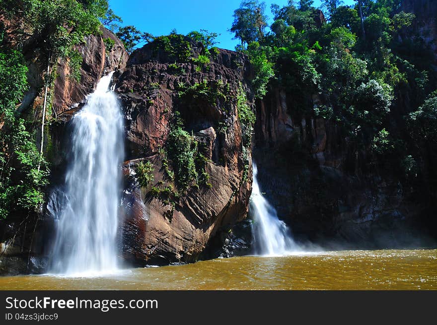 Big waterfall in the forest, thailand. Big waterfall in the forest, thailand