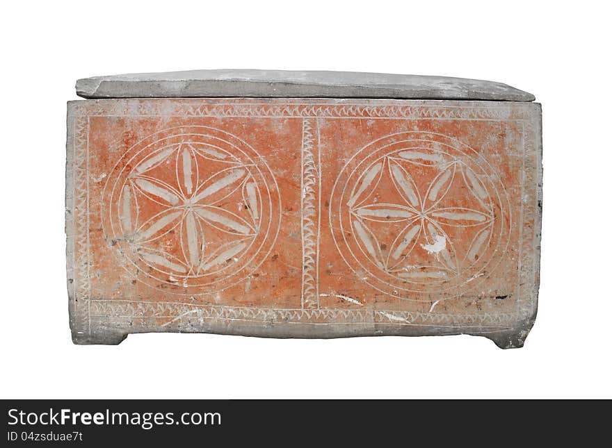 Ancient Jewish Stone Coffin Isolated.