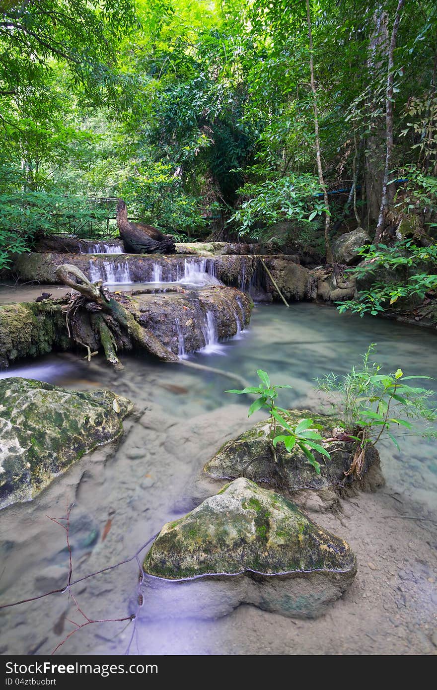 Deep forest waterfall (Erawan Waterfall) in Thailand. Deep forest waterfall (Erawan Waterfall) in Thailand