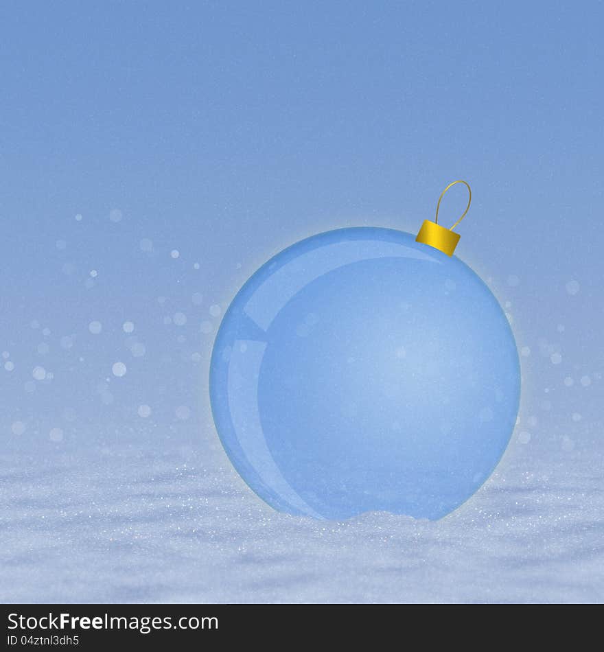 Illustration of blue christmas ball on snow background. Illustration of blue christmas ball on snow background.