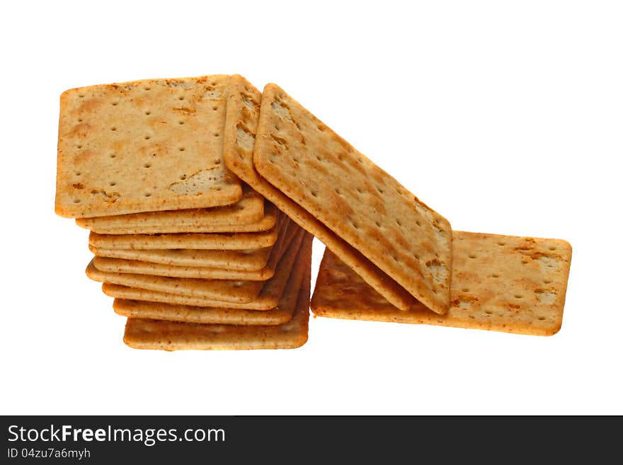 Galettes ( dry bisquits ) in stack isolated on white background