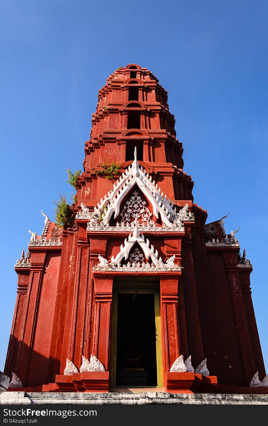 Red Pagoda in Wat Phra Kaeo at Phra Nakhon Khiri Historical Park, Petchaburi, Thailand