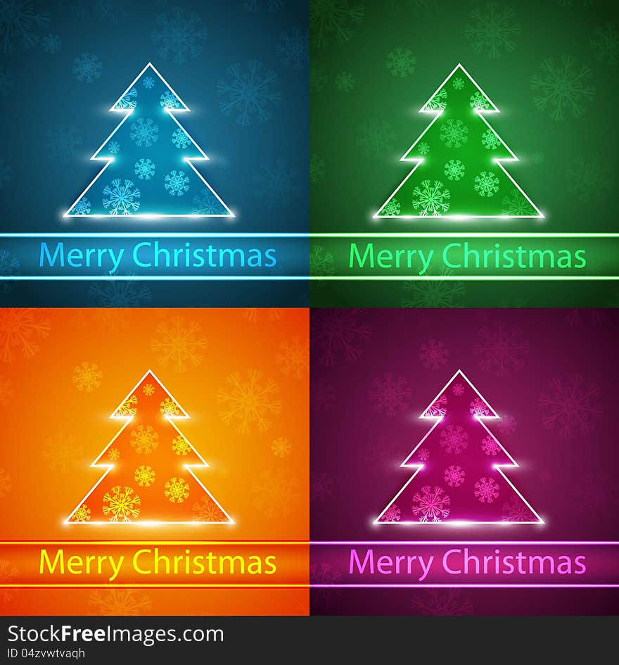 Neon Christmas trees. This is file of EPS10 format.