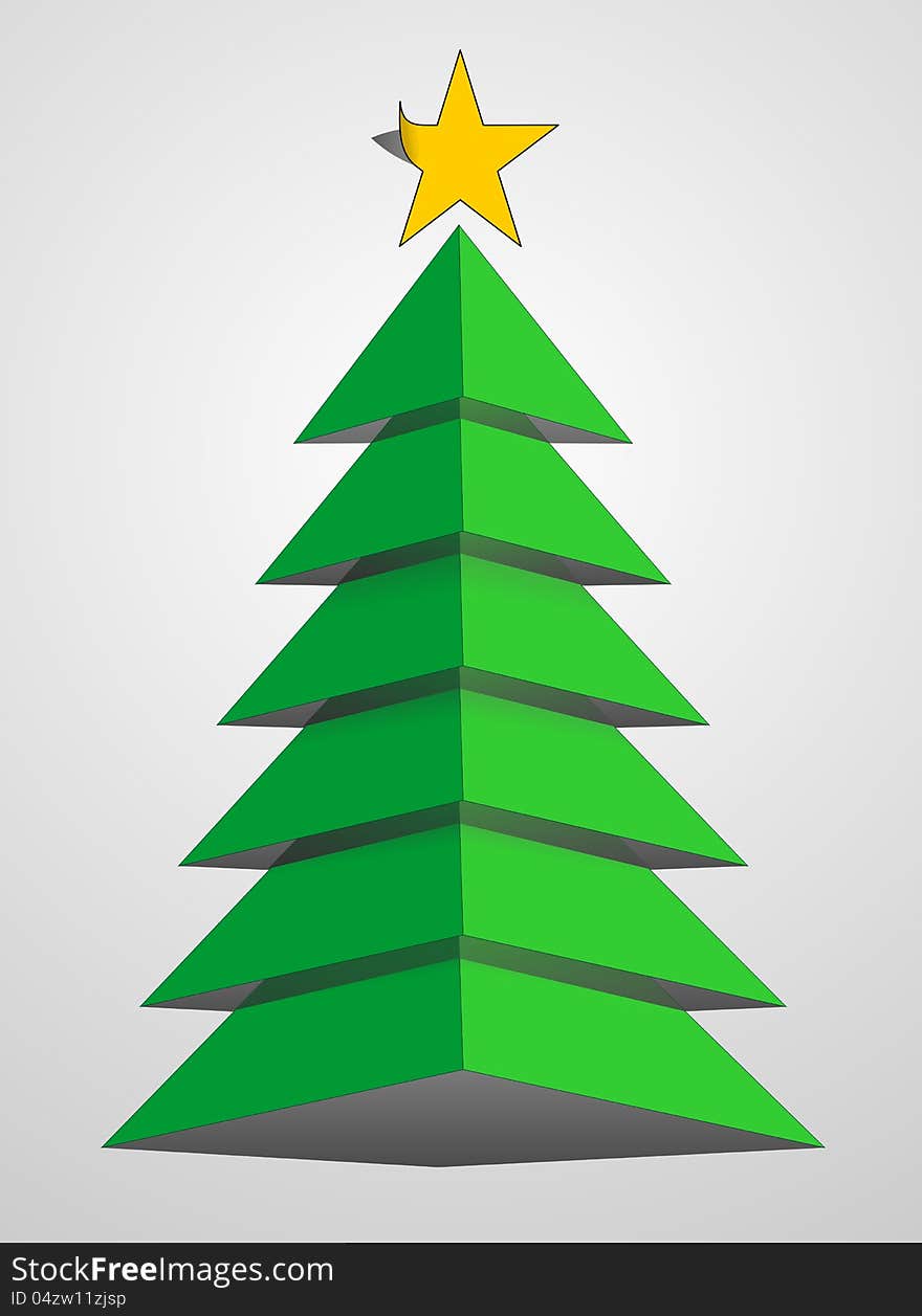 Christmas tree from paper with yellow star