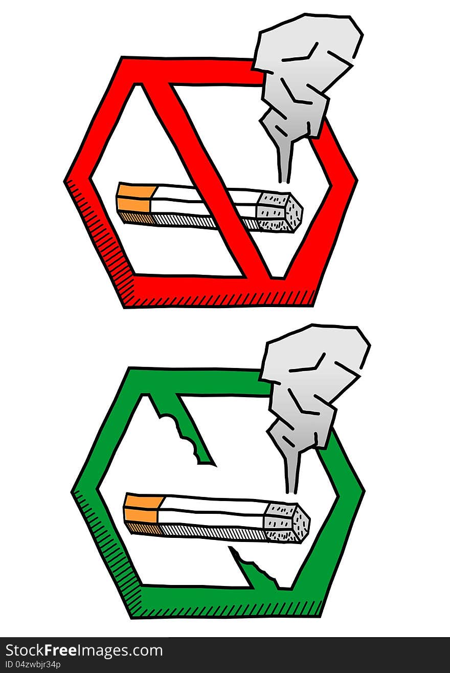 No smoke sign look like hand drawing