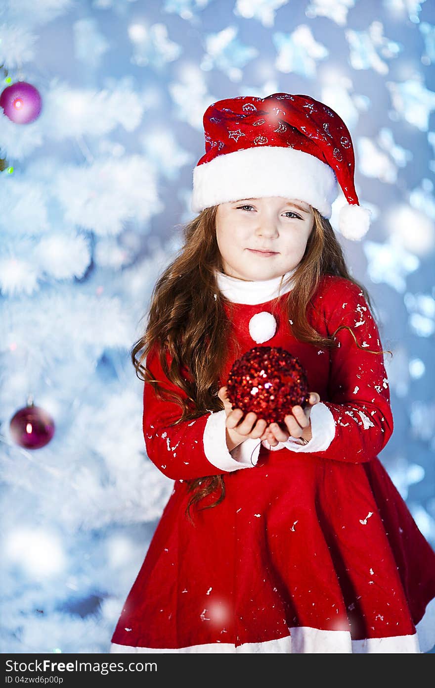 Beautiful little girl dressed as Santa Claus. Beautiful little girl dressed as Santa Claus