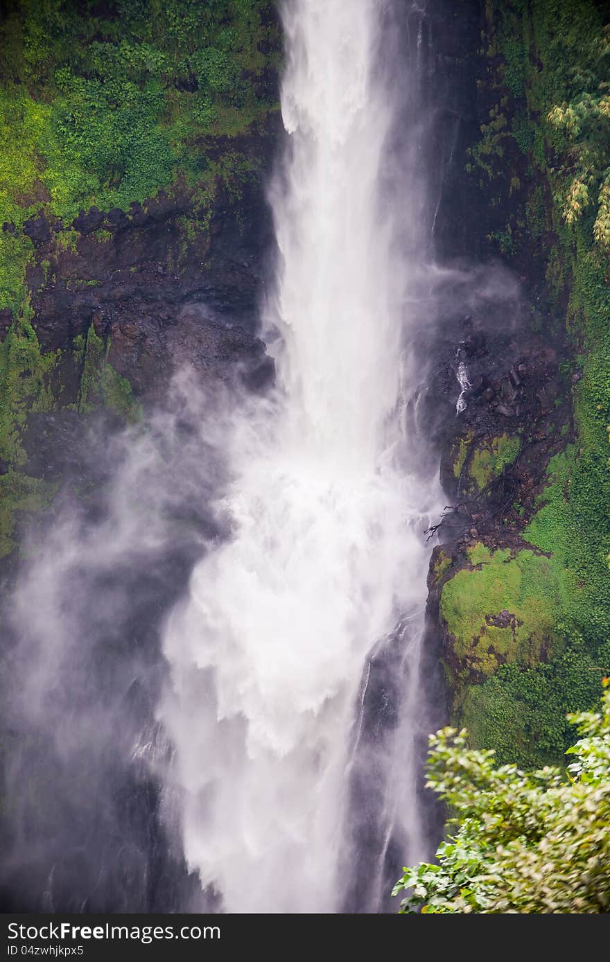 Close up shot of beautiful Tad Fan Waterfall in southern Laos