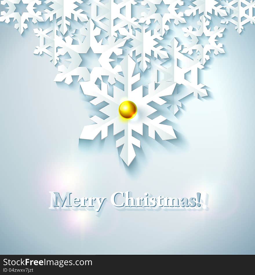 Abstract Christmas Background with paper snowflakes