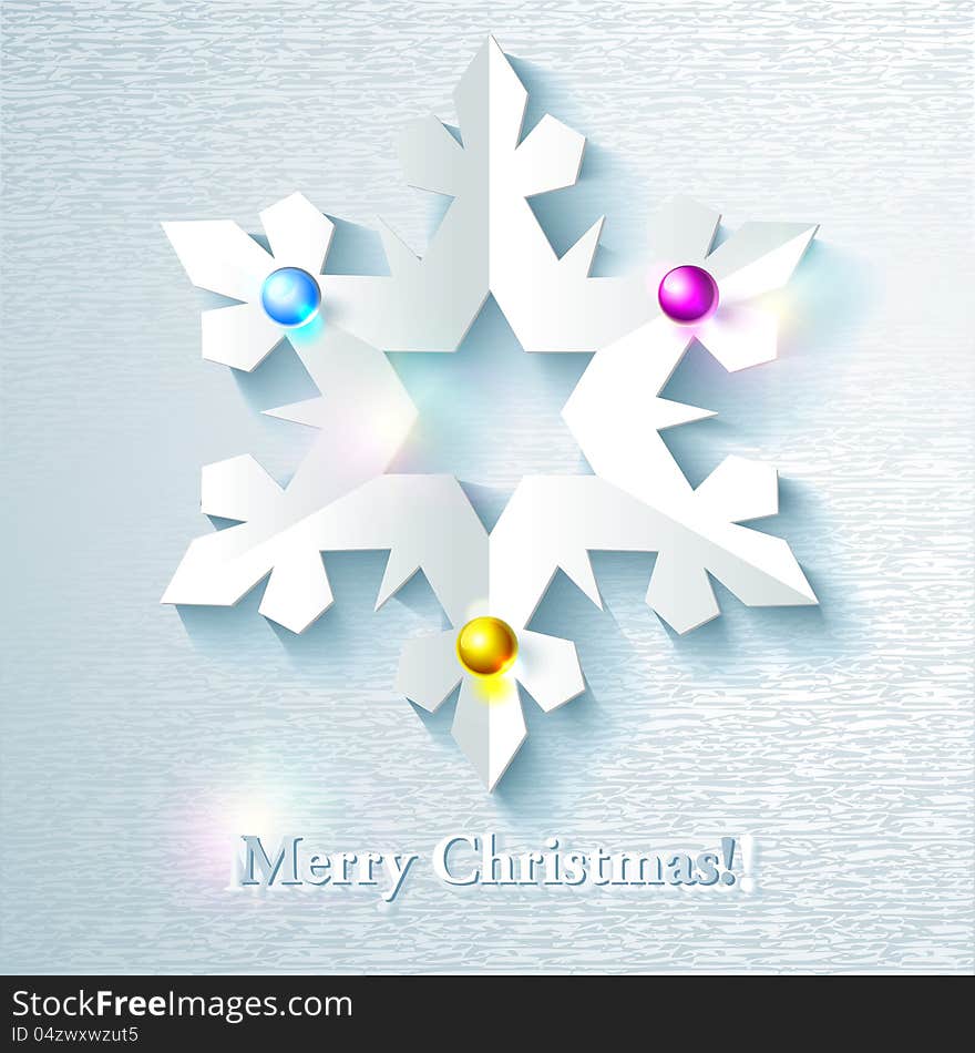 Abstract Christmas Background with paper snowflake