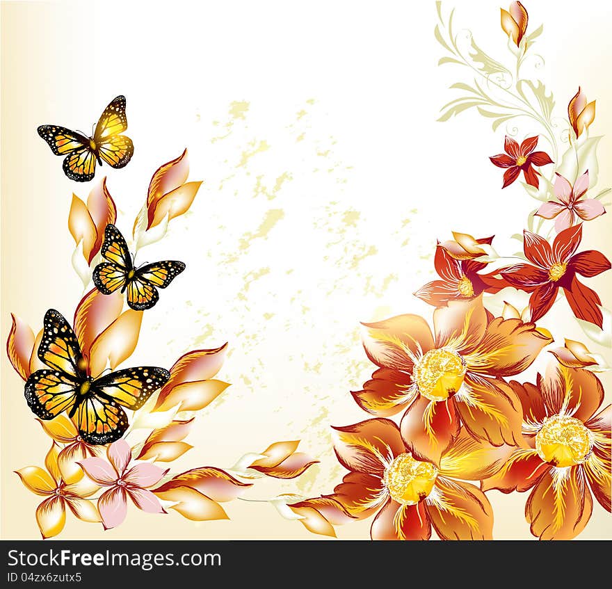 Floral vector background. Abstract floral pastel background