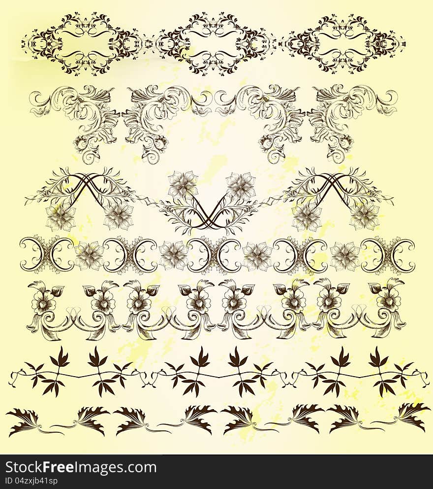 Decorative  borders for design. Calligraphic vector. Decorative  borders for design. Calligraphic vector