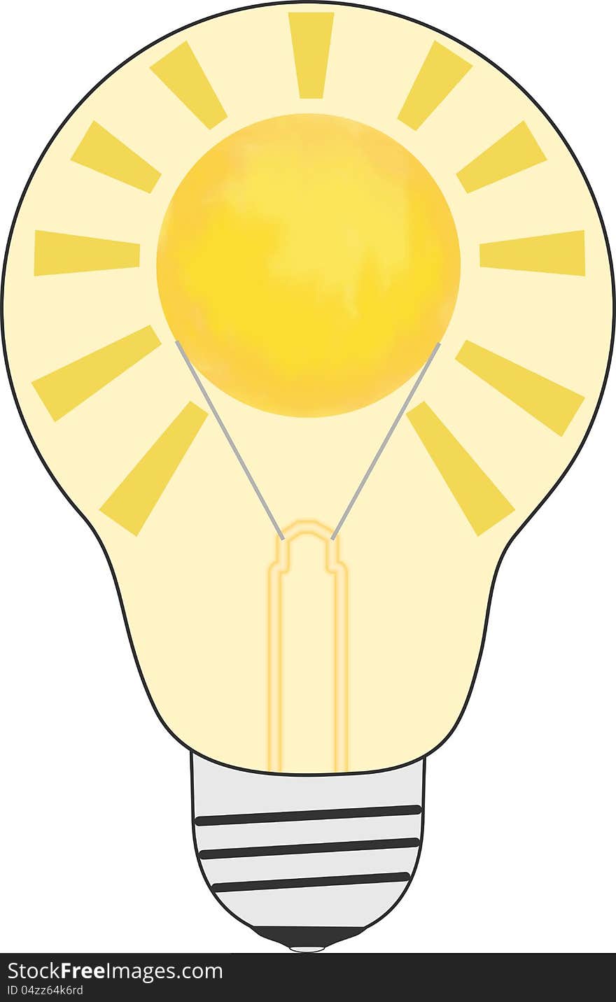 Light bulb with sun inside