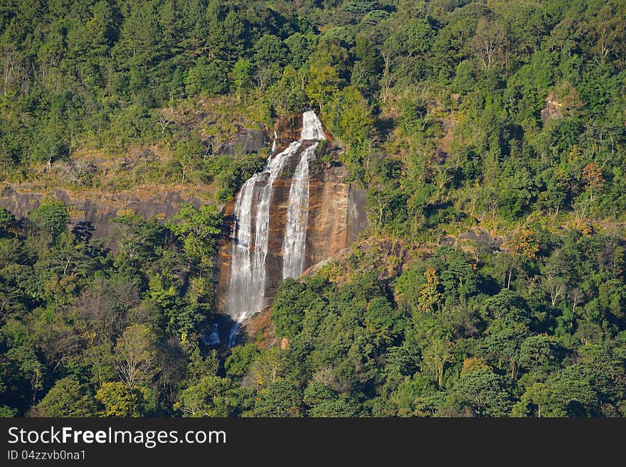 Waterfall falls from plentiful forest (Siriphum,Doi Inthanon,nort of Thailand)