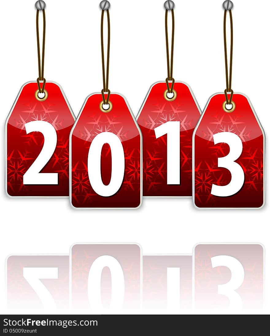 Red hanging tags with 2013. Vector illustration. Red hanging tags with 2013. Vector illustration