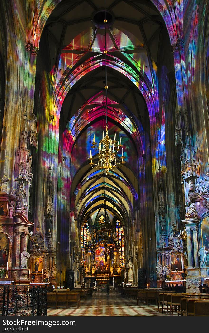 Vienna, Austria - Stephansdom Cathedral interior. Gothic church