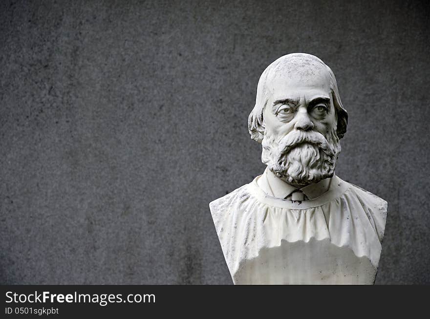 Portrait of a bald beared philosopher on a wall background. Portrait of a bald beared philosopher on a wall background