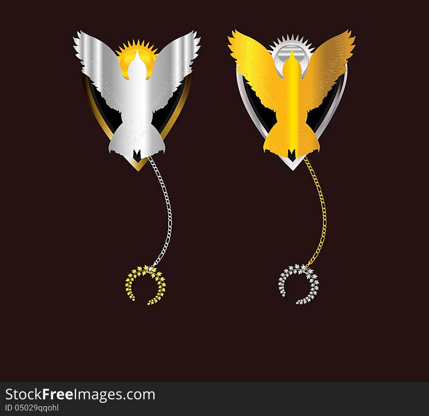 Freedom Golden and Silver bird Emblem is a graphic vector for success concept