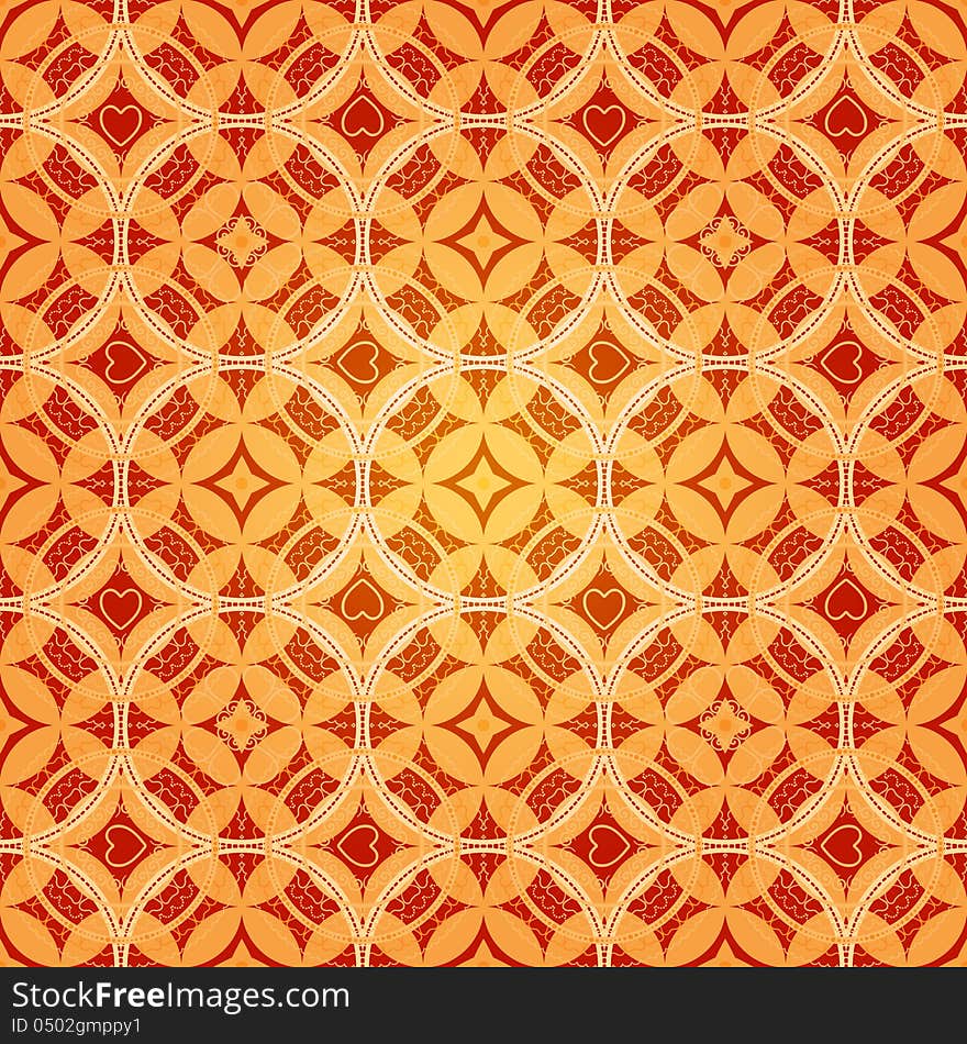 Abstract background pattern with hearts and circles, seamless. Abstract background pattern with hearts and circles, seamless