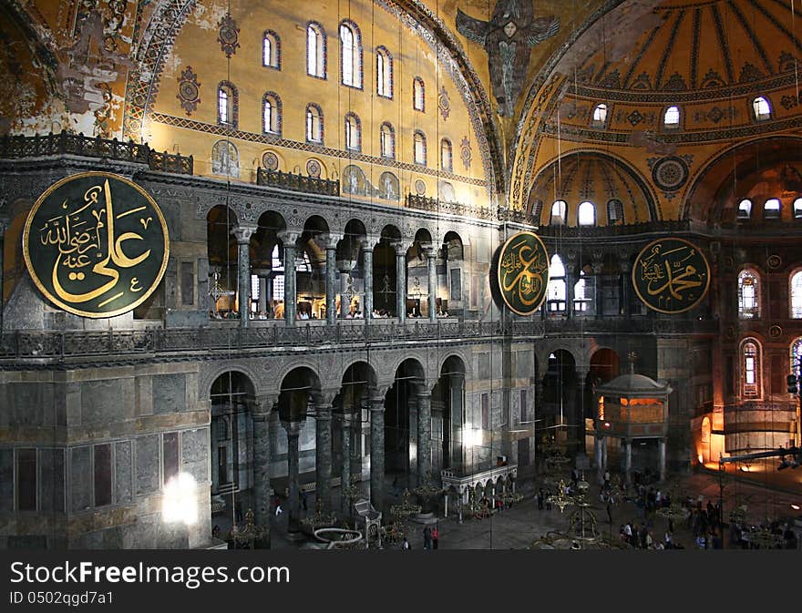 Hagia Sophia Museum in Istanbul, Interior. Hagia Sophia Museum in Istanbul, Interior