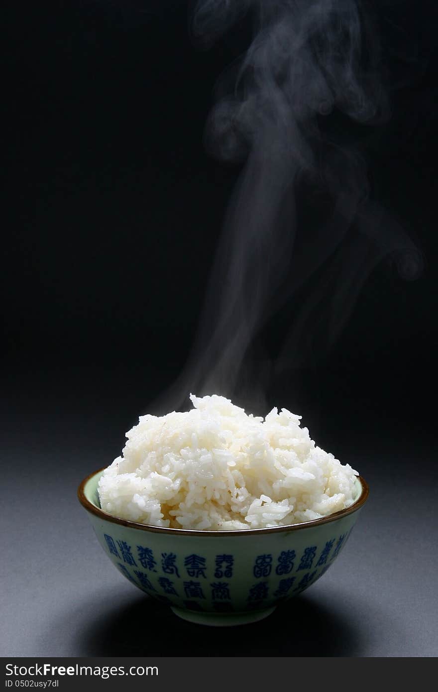 Chinese white rice in plate on neutral background