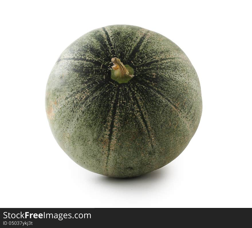 Juicy green melon on white background