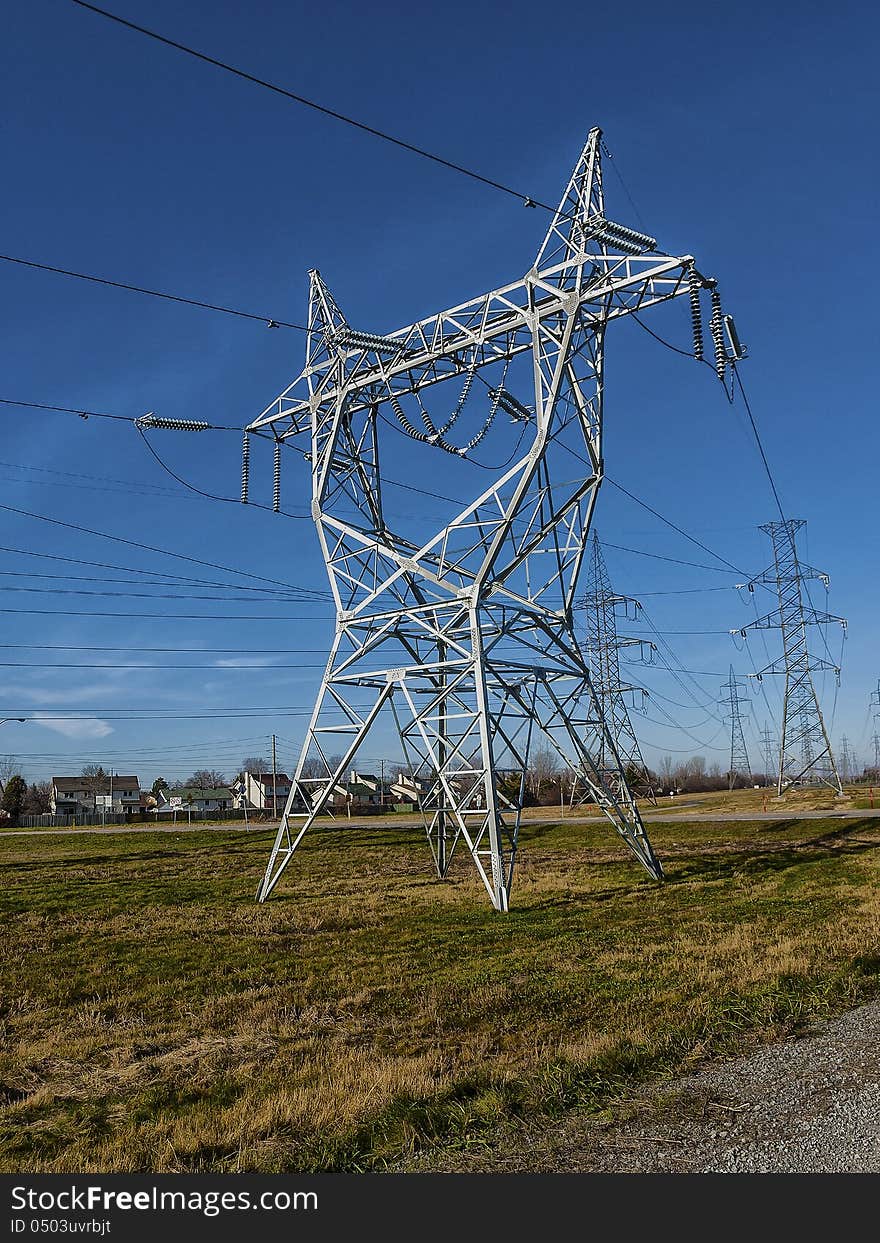 Electrical tower going to  a power plan