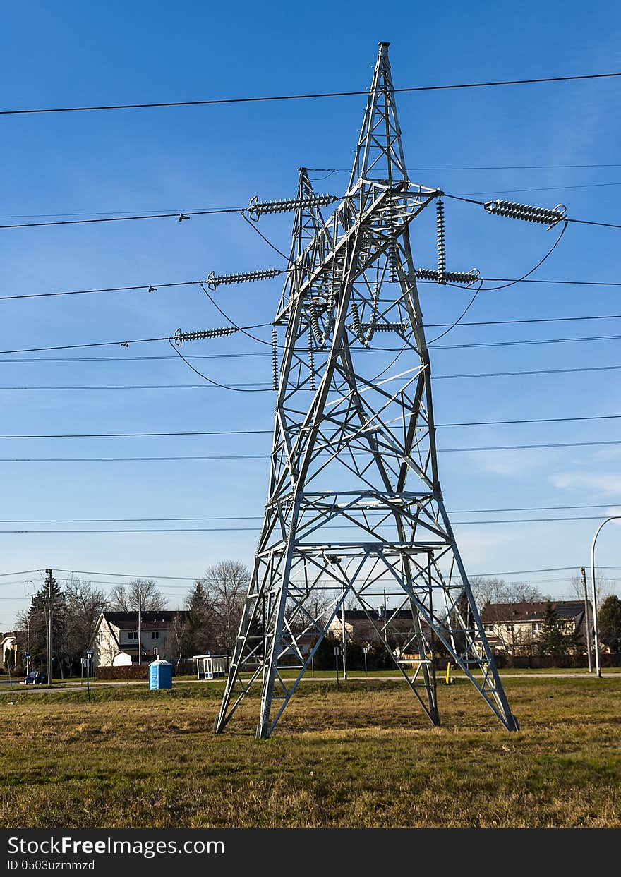 Electrical tower going to  a power plan