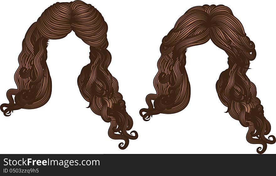 Curly hair of brown color