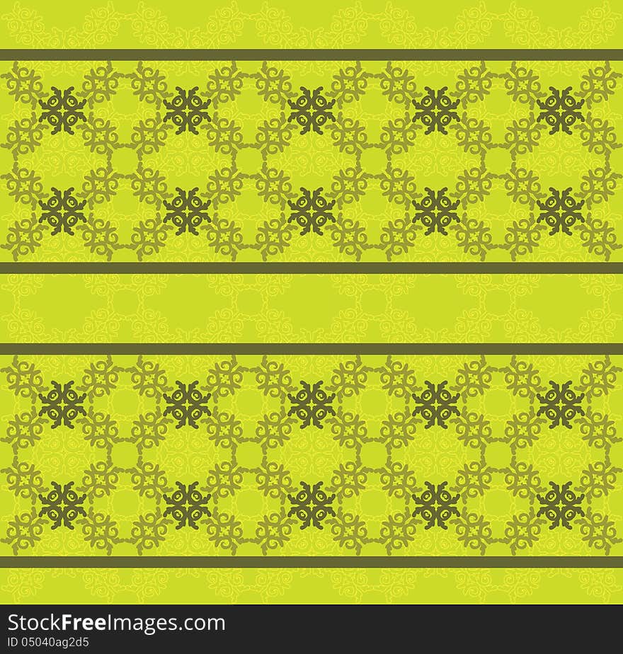 Illustration of green floral lace pattern texture background.