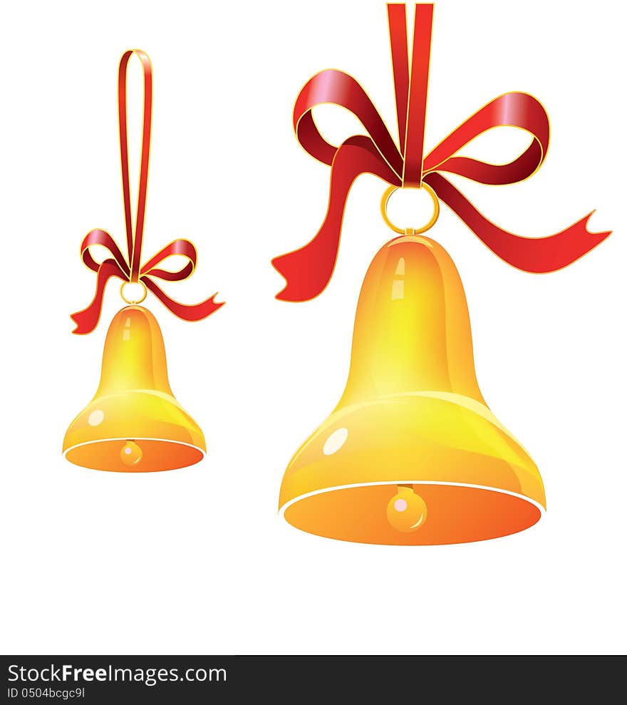 Christmas bell with red ribbon