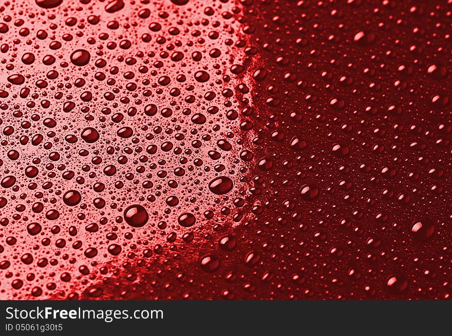 Water droplets are red