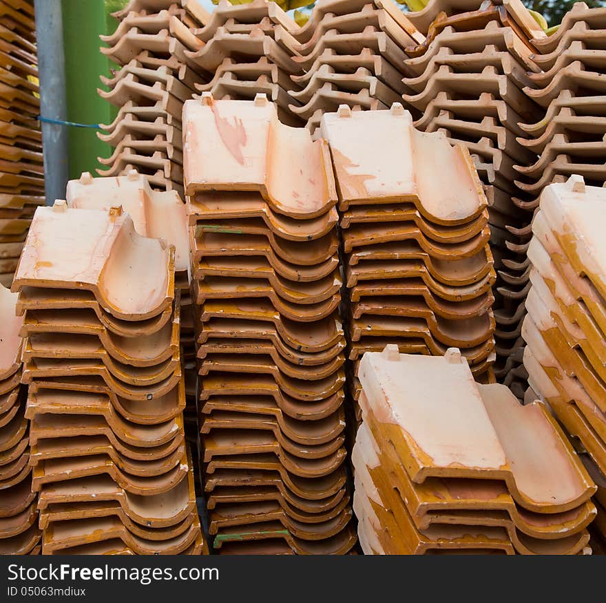 Roof tile stack,in temple Thailand. Roof tile stack,in temple Thailand