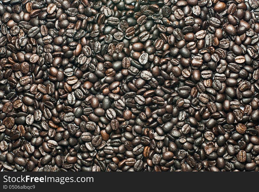 Background of coffee beans and aroma.