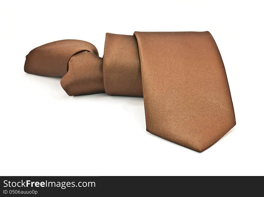 Brown Necktie on white background.