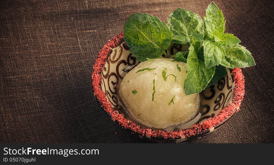 Icecream in a bowl beautifully served